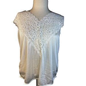 Vintage Cream Lace Camisole Lingerie Top L Large Romantic Victorian Disturbia